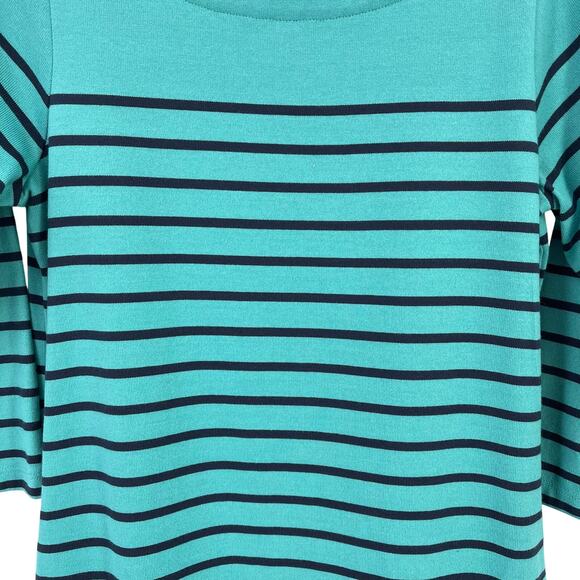 L.L. Bean Heritage Mariner Dress Womens Size M Glacier Teal Blue Stripe Cotton - Picture 3 of 7